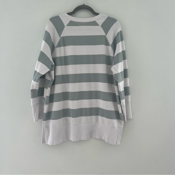 Maurices Green and Cream Striped Willowsoft Rugby Striped Fleece Sweatshirt - Picture 4 of 4